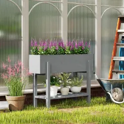 Jardinera Elevada con Estante Inferior Drenaje y Forro No Tejido para Cultivo de Plantas y Flores 100x30x70,5 cm... - Ogal.Es