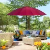Sombrilla de Jardín Ø250x240 cm con Manivela Parasol con Ángulo Inclinable con 18 Varillas para Exterior Rojo Bu... - Ogal.Es
