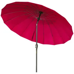 Sombrilla de Jardín Ø250x240 cm con Manivela Parasol con Ángulo Inclinable con 18 Varillas para Exterior Rojo Bu... - Ogal.Es