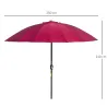 Sombrilla de Jardín Ø250x240 cm con Manivela Parasol con Ángulo Inclinable con 18 Varillas para Exterior Rojo Bu... - Ogal.Es