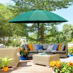 Sombrilla de Jardín Ø250x240 cm con Manivela Parasol con Ángulo Inclinable con 18 Varillas para Exterior Verde - Ogal.Es