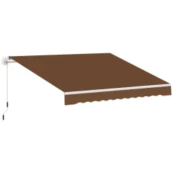 Toldo de Pared con Brazo Articulado y Manivela Marco Resistente de Aluminio y Cubierta de Poliéster 295x245 cm Café - Ogal.Es