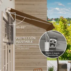 Toldo de Pared con Brazo Articulado y Manivela Marco Resistente de Aluminio y Cubierta de Poliéster 295x245 cm Café - Ogal.Es
