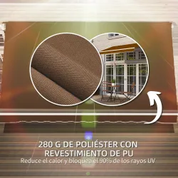 Toldo de Pared con Brazo Articulado y Manivela Marco Resistente de Aluminio y Cubierta de Poliéster 295x245 cm Café - Ogal.Es
