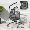 Silla Colgante con Soporte Cesta Plegable Cojín y Reposacabezas para Interior y Exterior Carga 120 kg Negro - Ogal.Es