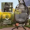 Silla Colgante con Soporte Cesta Plegable Cojín y Reposacabezas para Interior y Exterior Carga 120 kg Negro - Ogal.Es