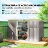 Caseta de Jardín Exterior 3,2 m² 280x130x172 cm Cobertizo de Jardín con Puertas Correderas y Ventilaciones Gris ... - Ogal.Es