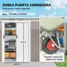 Caseta de Jardín Exterior 3,2 m² 280x130x172 cm Cobertizo de Jardín con Puertas Correderas y Ventilaciones Gris ... - Ogal.Es