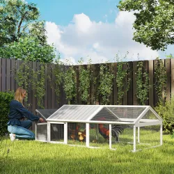 Gallinero para Exterior de Madera 240x112,5x76 cm con Techo Abatible Corral Puertas con Cerradura y Nido Blanco ... - Ogal.Es