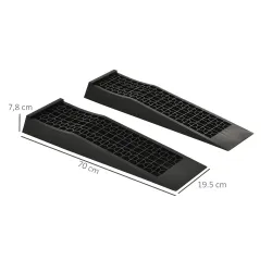 Conjunto de 2 Rampas para Coche de Plástico Rampas Portátiles Carga de hasta 3 Toneladas Rampas para SUV Furgonetas - Ogal.Es