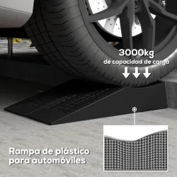 Conjunto de 2 Rampas para Coche de Plástico Rampas Portátiles Carga de hasta 3 Toneladas Rampas para SUV Furgonetas - Ogal.Es