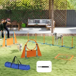 Kit de Agilidad para Perros Agility de 6 Piezas para Mascotas con Saltos Slalom Caja de Pausa Silbato y Pelotas - Ogal.Es