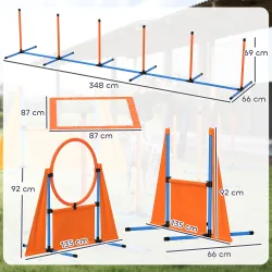 Kit de Agilidad para Perros Agility de 6 Piezas para Mascotas con Saltos Slalom Caja de Pausa Silbato y Pelotas - Ogal.Es