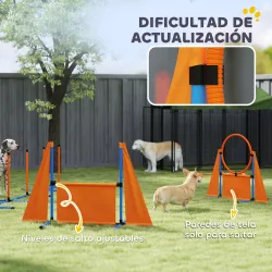 Kit de Agilidad para Perros Agility de 6 Piezas para Mascotas con Saltos Slalom Caja de Pausa Silbato y Pelotas - Ogal.Es