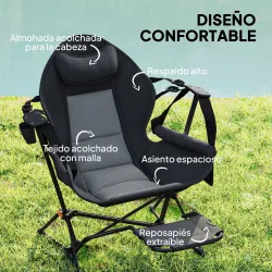 2 Mecedora Jardín Exterior con Reposapiés Reposacabezas Portavasos Bolsillos y Bolsa de Transporte Carga 120 kg ... - Ogal.Es
