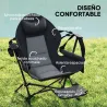 2 Mecedora Jardín Exterior con Reposapiés Reposacabezas Portavasos Bolsillos y Bolsa de Transporte Carga 120 kg ... - Ogal.Es