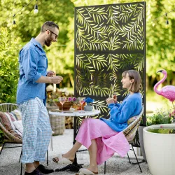 Biombo Separador de Ambientes con Diseño de Hoja de Sauce Biombo para Exterior Jardín Patio Terraza 122x45x198 c... - Ogal.Es