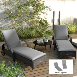 2 Cojines para Tumbonas de Jardín con Protección UV Resistentes a Salpicaduras 193x58x6 cm Gris - Ogal.Es