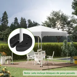 Pack de 4 Pesos para Carpas Plegables Rellenados con Cemento Bases para Toldo Pérgola Ø22x5,5 cm Negro - Ogal.Es