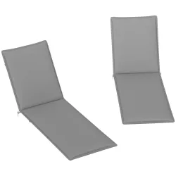 2 Cojines para Tumbonas de Jardín con Protección UV Resistentes a Salpicaduras 193x58x6 cm Gris - Ogal.Es