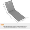 2 Cojines para Tumbonas de Jardín con Protección UV Resistentes a Salpicaduras 193x58x6 cm Gris - Ogal.Es