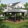 Carpa Plegable Pop-up con Altura Ajustable Protección UV50+ Doble Techo y Mosquiteras 4x4x2,8 m Gris - Ogal.Es