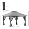 Carpa Plegable Pop-up con Altura Ajustable Protección UV50+ Doble Techo y Mosquiteras 4x4x2,8 m Gris - Ogal.Es