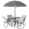 Conjunto de Muebles de Jardín de 6 Piezas con Mesa Redonda Sillas Plegables y Sombrilla para Patio y Terraza Crema - Ogal.Es