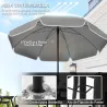 Conjunto de Muebles de Jardín de 6 Piezas con Mesa Redonda Sillas Plegables y Sombrilla para Patio y Terraza Crema - Ogal.Es