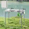 Mesa Plegable para Camping con 2 Fregaderos Manguera de Drenaje Estación de Limpieza y Grifo Blanco - Ogal.Es