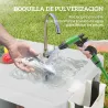 Mesa Plegable para Camping con 2 Fregaderos Manguera de Drenaje Estación de Limpieza y Grifo Blanco - Ogal.Es