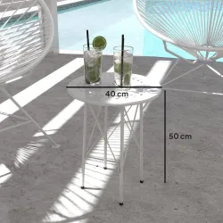 Mesa de Jardín Redonda de Acero con Diseño de Flores y Hojas Patas Ajustables y Estructura en Forma de X Ø40x50c... - Ogal.Es