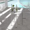 Mesa de Jardín Redonda de Acero con Diseño de Flores y Hojas Patas Ajustables y Estructura en Forma de X Ø40x50c... - Ogal.Es