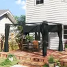Pérgola con Techo Retráctil 4x3 m Cenador con Paredes Laterales Anti-UV Resistente al Agua para Jardín Patio Gri... - Ogal.Es