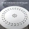 Mesa de Jardín Redonda de Acero con Diseño de Flores y Hojas Patas Ajustables y Estructura en Forma de X Ø40x50c... - Ogal.Es