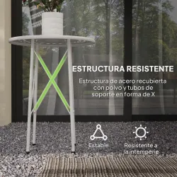 Mesa de Jardín Redonda de Acero con Diseño de Flores y Hojas Patas Ajustables y Estructura en Forma de X Ø40x50c... - Ogal.Es
