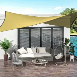 Toldo de Terraza Rectangular 6x4 m con Protección Rayos UV Anillas de Acero Inoxidable y Cuerdas para Jardín Pat... - Ogal.Es