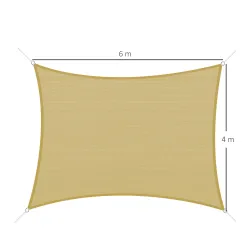 Toldo de Terraza Rectangular 6x4 m con Protección Rayos UV Anillas de Acero Inoxidable y Cuerdas para Jardín Pat... - Ogal.Es