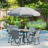 Conjunto de Muebles de Jardín de 6 Piezas con Mesa Redonda Sillas Plegables y Sombrilla para Patio y Terraza Col... - Ogal.Es