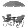 Conjunto de Muebles de Jardín de 6 Piezas con Mesa Redonda Sillas Plegables y Sombrilla para Patio y Terraza Col... - Ogal.Es