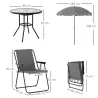 Conjunto de Muebles de Jardín de 6 Piezas con Mesa Redonda Sillas Plegables y Sombrilla para Patio y Terraza Col... - Ogal.Es