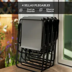 Conjunto de Muebles de Jardín de 6 Piezas con Mesa Redonda Sillas Plegables y Sombrilla para Patio y Terraza Col... - Ogal.Es