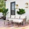 Conjunto de Jardín de Ratán Sintético con Sofá de Exterior de 4 Módulos y 1 Mesa de Centro y Cojines Crema - Ogal.Es