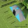 Tienda de Campaña para de 4 Personas con 2 Dormitorios Tienda de Camping Impermeable 2000mm 555x225x190 cm Gris ... - Ogal.Es