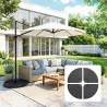 Base para Sombrilla de 4 Piezas Rellenable con Arena 68 kg o Agua 52 L para Jardín Patio Terraza Negro - Ogal.Es