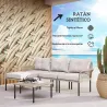 Conjunto de Jardín de Ratán Sintético con Sofá de Exterior de 4 Módulos y 1 Mesa de Centro y Cojines Crema - Ogal.Es