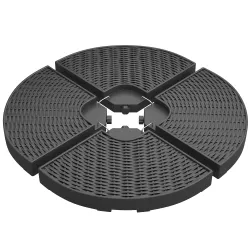 Base para Sombrilla de 4 Piezas Rellenable con Arena 68 kg o Agua 52 L para Jardín Patio Terraza Negro - Ogal.Es