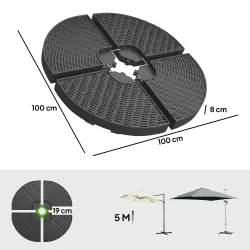 Base para Sombrilla de 4 Piezas Rellenable con Arena 68 kg o Agua 52 L para Jardín Patio Terraza Negro - Ogal.Es