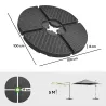 Base para Sombrilla de 4 Piezas Rellenable con Arena 68 kg o Agua 52 L para Jardín Patio Terraza Negro - Ogal.Es