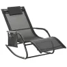 Mecedora de Exterior Tumbona Mecedora con Reposabrazos Reposacabezas Acolchado y Bolsillo Lateral 150x62x88 cm N... - Ogal.Es